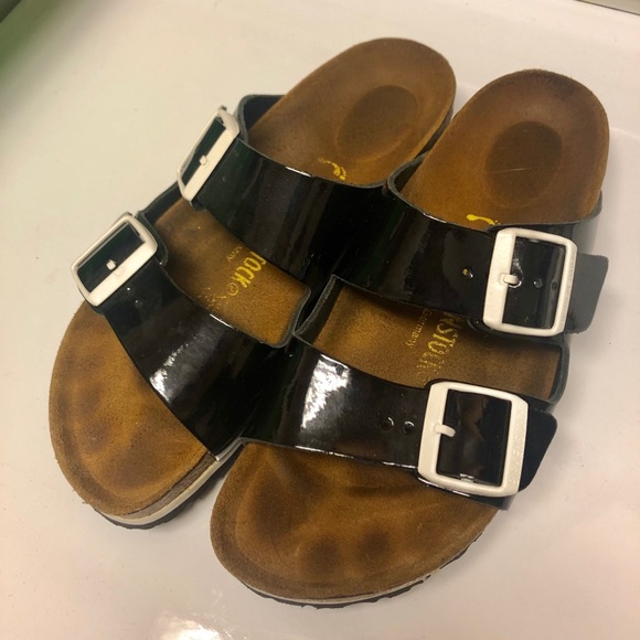 SOLD *RARE* Black & White patent Birkenstocks - Picture 1 of 5